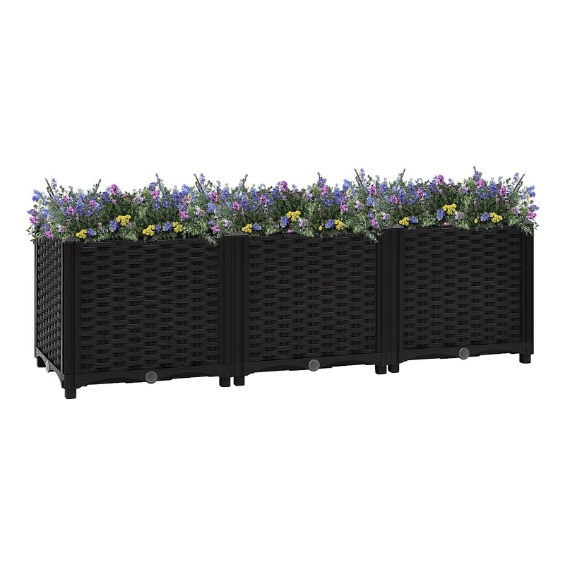 Bowery Hill Contemporary Polypropylene Durable Raised Bed in Black
