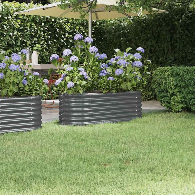 Bowery Hill Powder-coated steel Medium Durable Garden Raised Bed in Anthracite