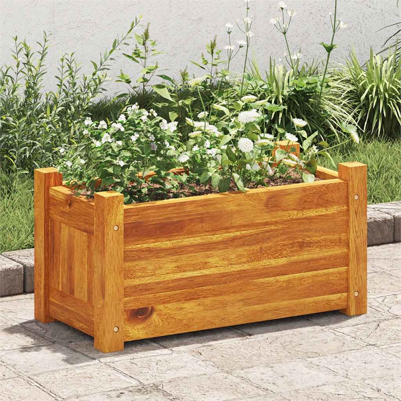 Bowery Hill Acacia wood with oil finish Compact Durable Raised Bed in Brown