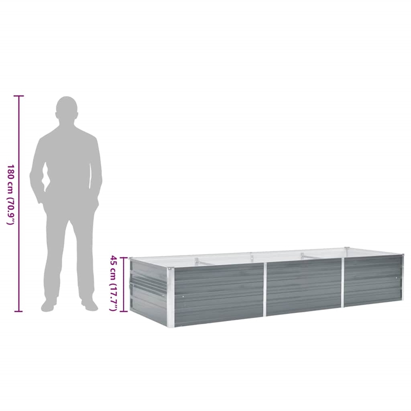 Bowery Hill Contemporary Galvanized Steel Durable Raised Bed in Grey