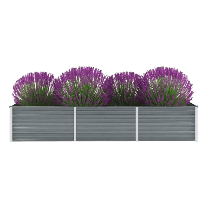 Bowery Hill Contemporary Galvanized Steel Durable Raised Bed in Grey