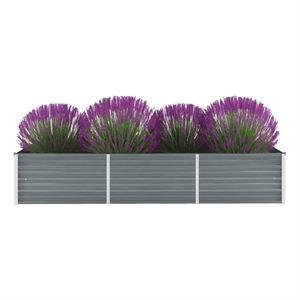 Bowery Hill Contemporary Galvanized Steel Durable Raised Bed in Grey