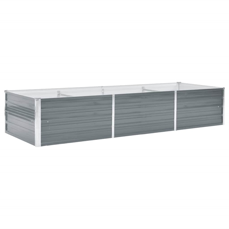 Bowery Hill Contemporary Galvanized Steel Durable Raised Bed in Grey