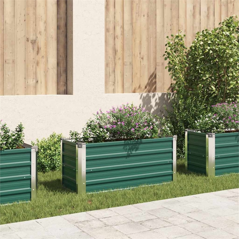 Bowery Hill Contemporary Galvanized Steel Durable Raised Bed in Green