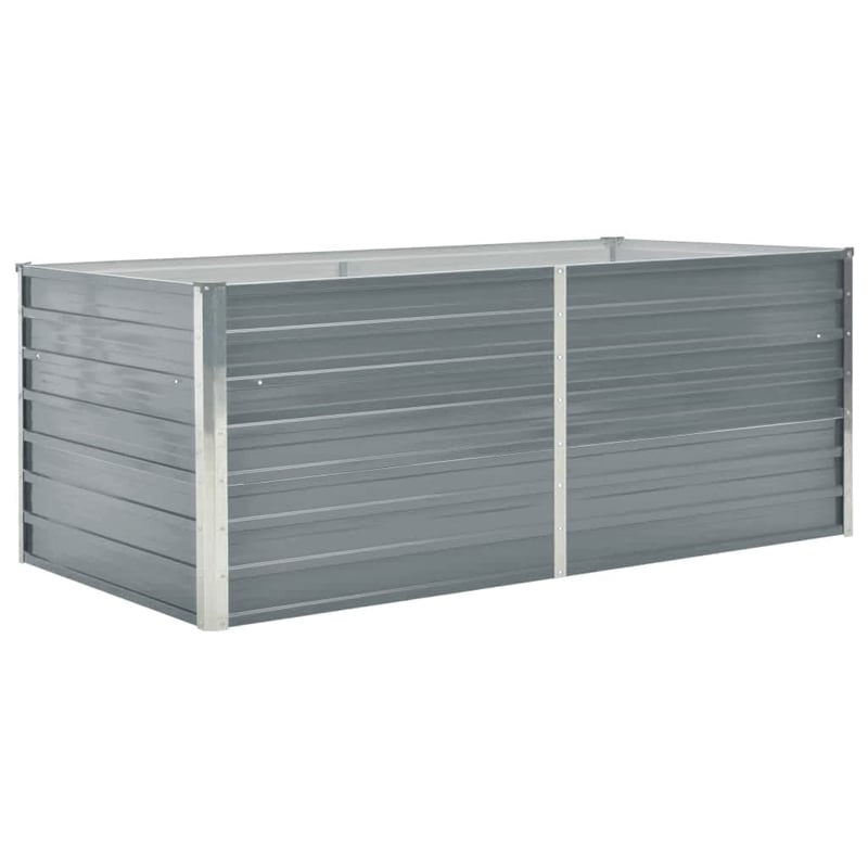 Bowery Hill Contemporary Galvanized Steel Raised Garden Bed in Grey