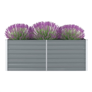 Bowery Hill Contemporary Galvanized Steel Raised Garden Bed in Grey
