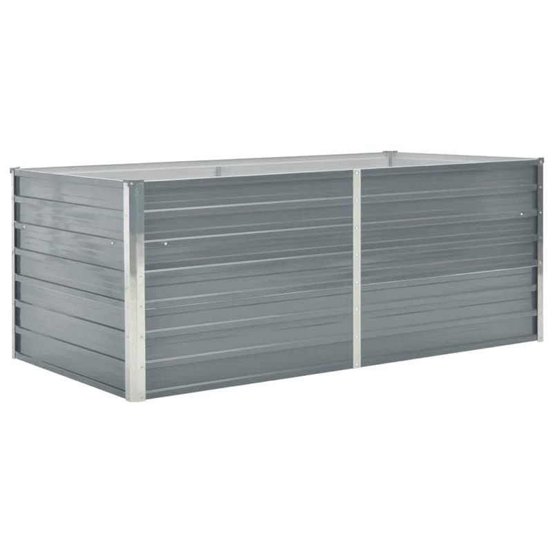 Bowery Hill Contemporary Galvanized Steel Raised Garden Bed in Grey