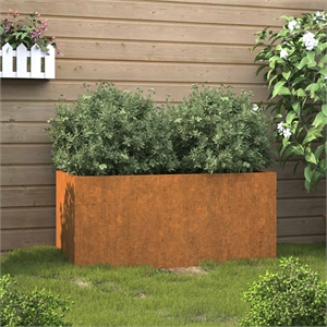 Bowery Hill Rectangular Rusty Corten Steel Medium Durable Planter in Brown