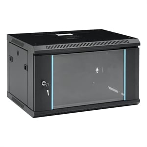 Bowery Hill Contemporary 19&quot 6U Wall Mounted Network Cabinet in Black