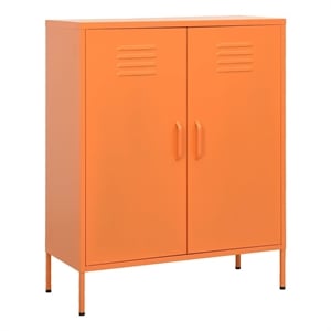 Bowery Hill Rectangular Steel Medium Storage Cabinet in Orange