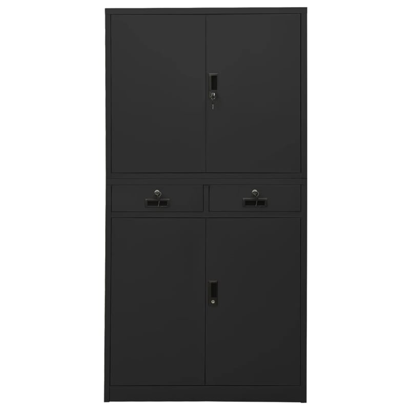 Bowery Hill Contemporary Steel Large Office Cabinet in Anthracite