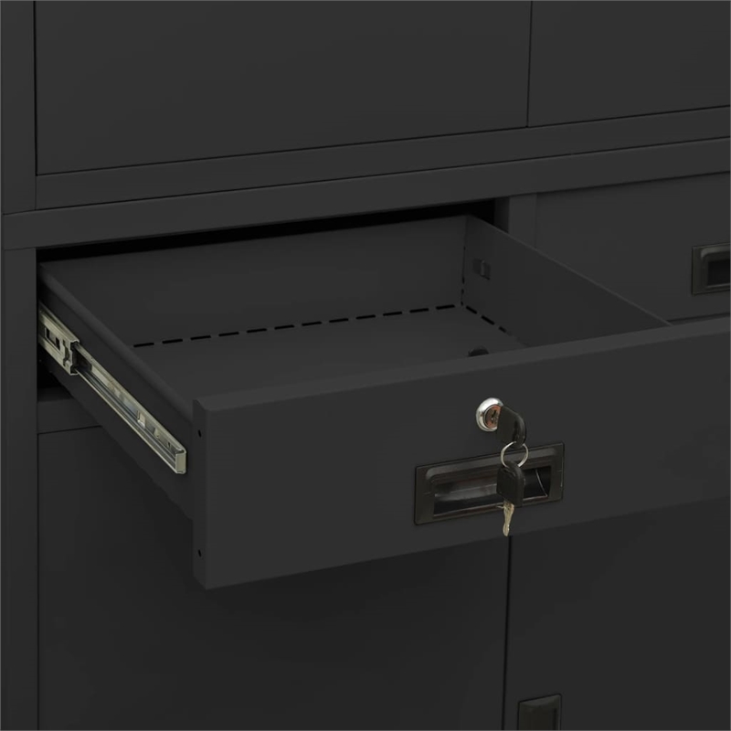 Bowery Hill Contemporary Steel Large Office Cabinet in Anthracite