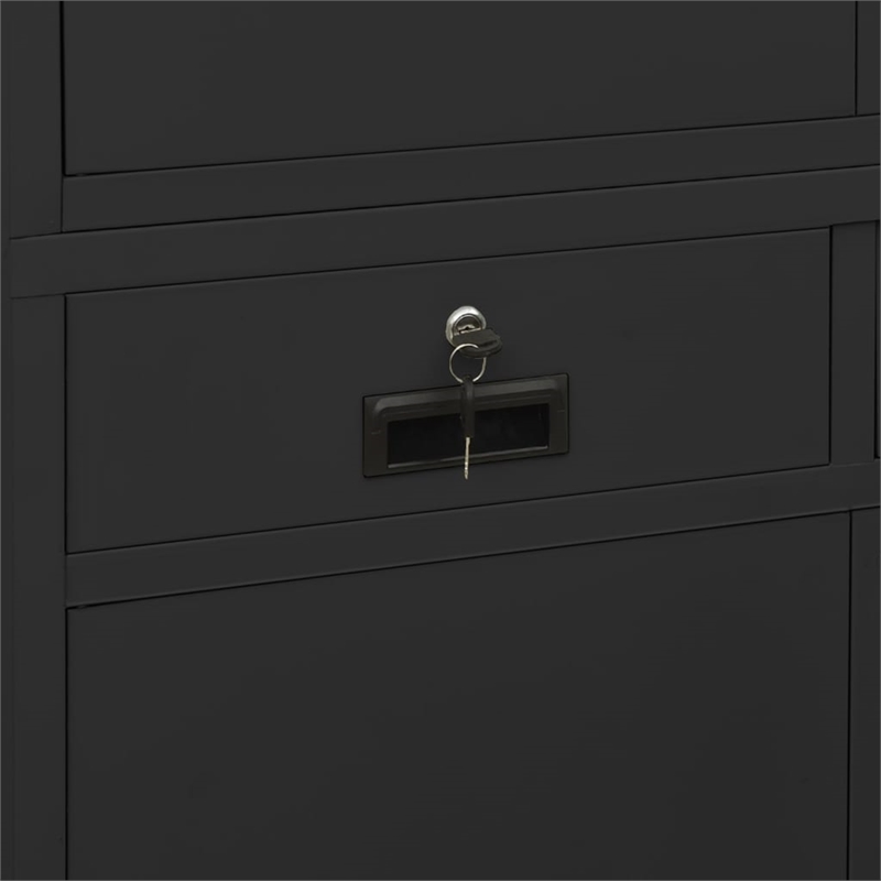 Bowery Hill Contemporary Steel Large Office Cabinet in Anthracite