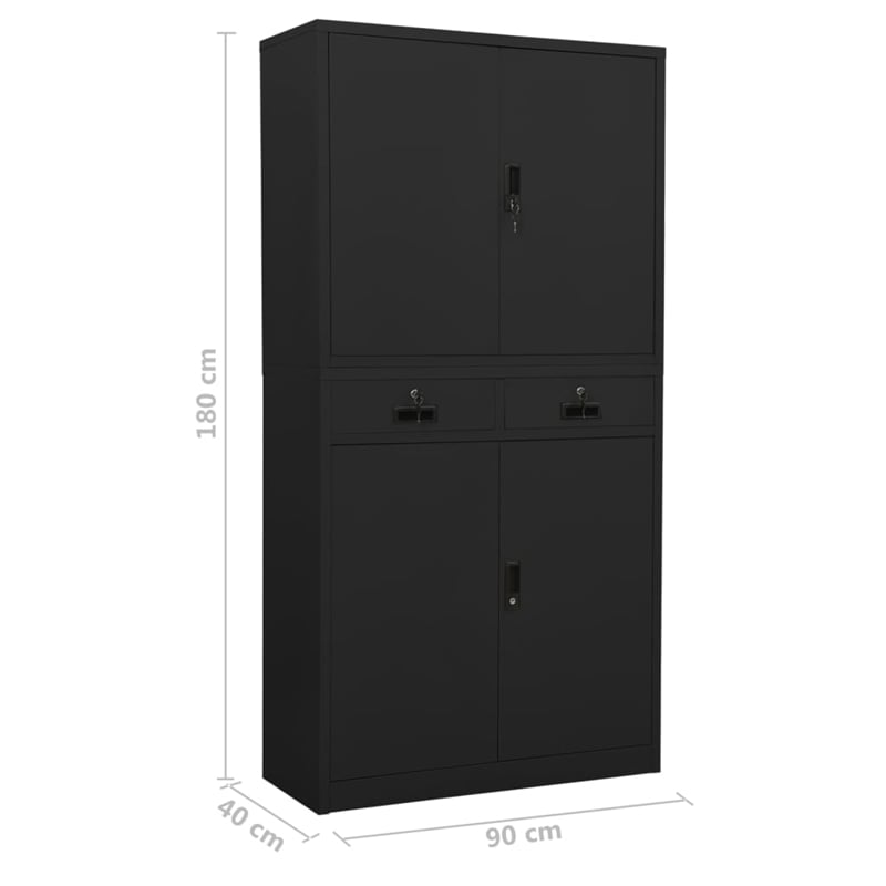 Bowery Hill Contemporary Steel Large Office Cabinet in Anthracite