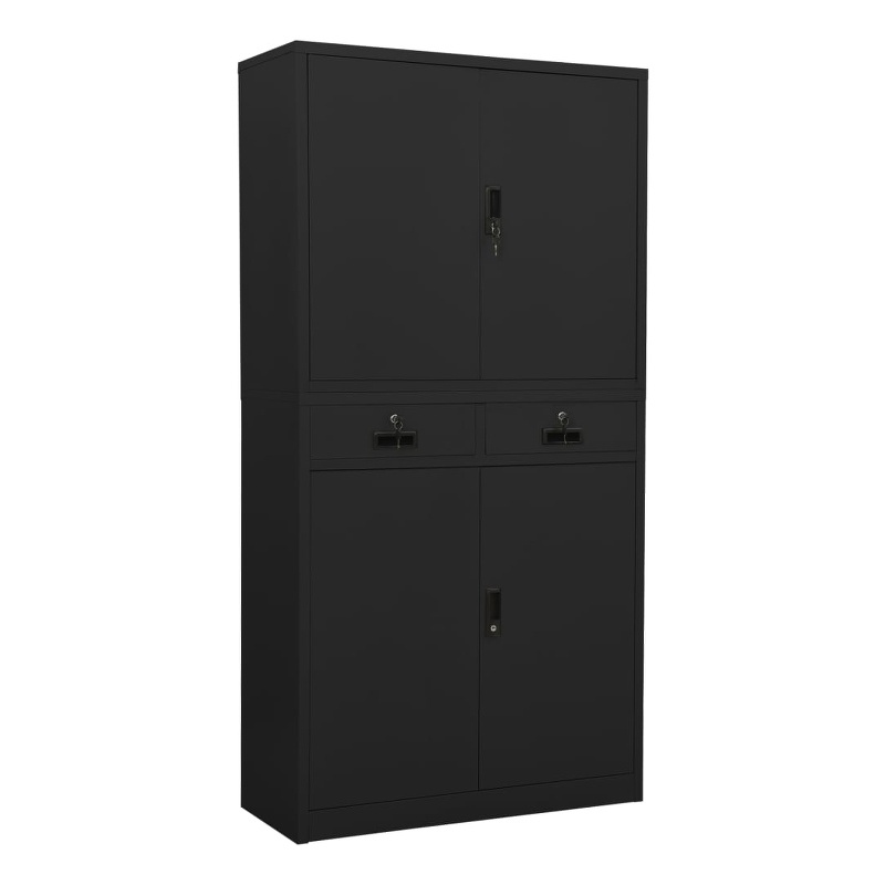 Bowery Hill Contemporary Steel Large Office Cabinet in Anthracite