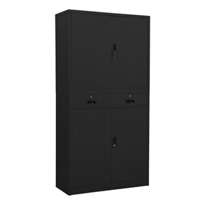 Bowery Hill Contemporary Steel Large Office Cabinet in Anthracite