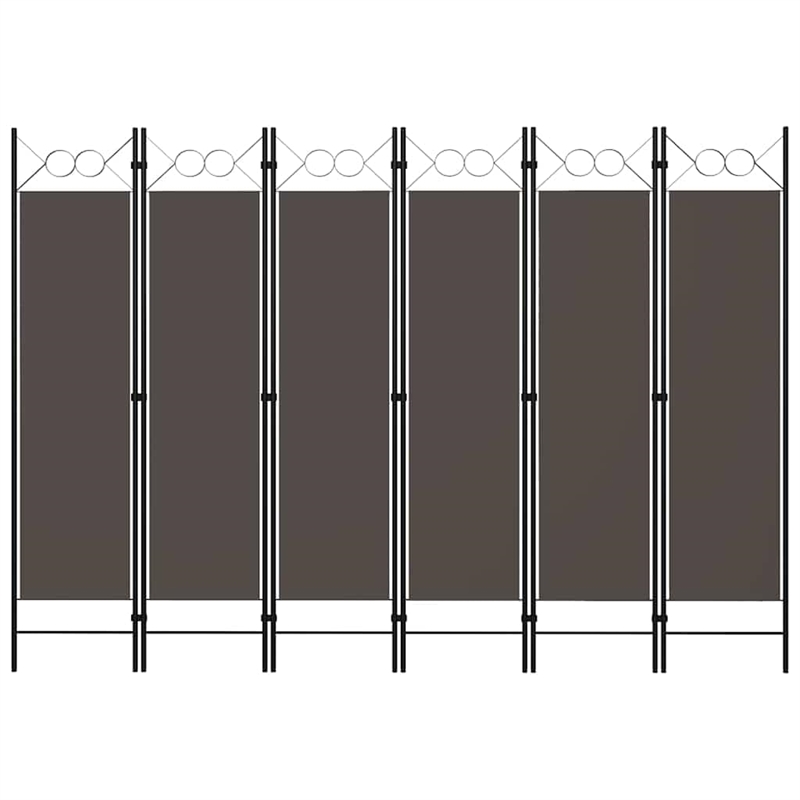 Bowery Hill Contemporary Fabric 6-Panel Room Divider in Anthracite