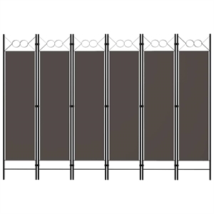 Bowery Hill Contemporary Fabric 6-Panel Room Divider in Anthracite