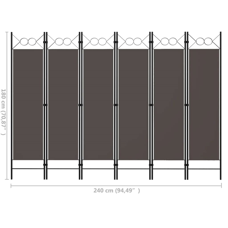 Bowery Hill Contemporary Fabric 6-Panel Room Divider in Anthracite