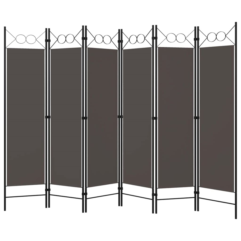 Bowery Hill Contemporary Fabric 6-Panel Room Divider in Anthracite