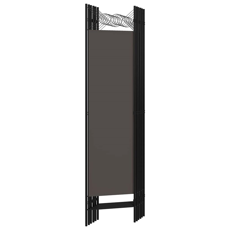 Bowery Hill Contemporary Fabric 6-Panel Room Divider in Anthracite