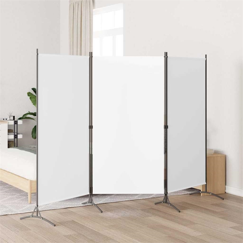 Bowery Hill Contemporary 3-Panel Room Divider in White Fabric