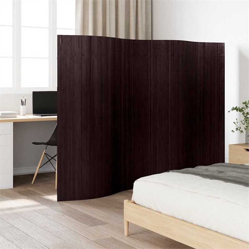 Bowery Hill Contemporary Room Divider Bamboo in Dark Brown Finish