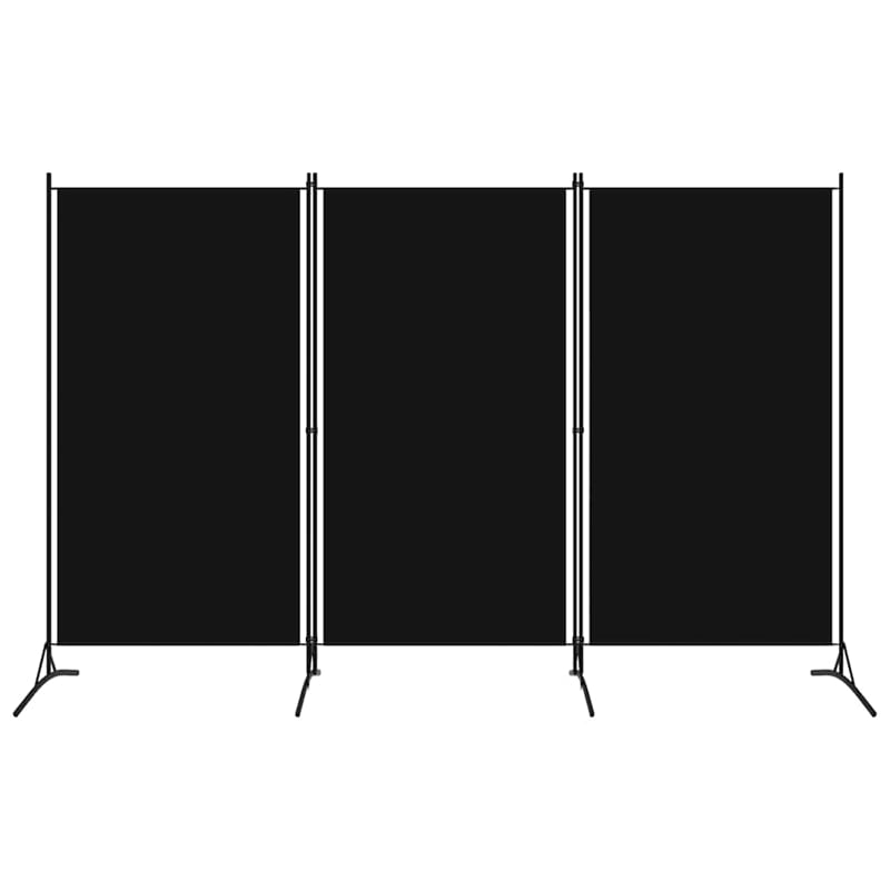 Bowery Hill Contemporary 3-Panel Room Divider in Black Fabric