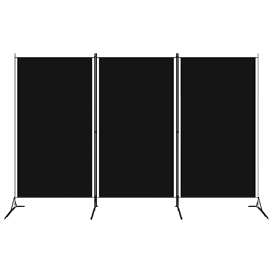 Bowery Hill Contemporary 3-Panel Room Divider in Black Fabric