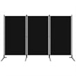 Bowery Hill Contemporary 3-Panel Room Divider in Black Fabric