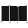 Bowery Hill Contemporary 3-Panel Room Divider in Black Fabric