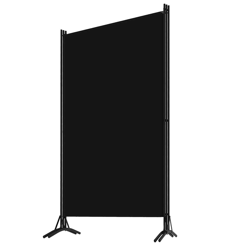 Bowery Hill Contemporary 3-Panel Room Divider in Black Fabric