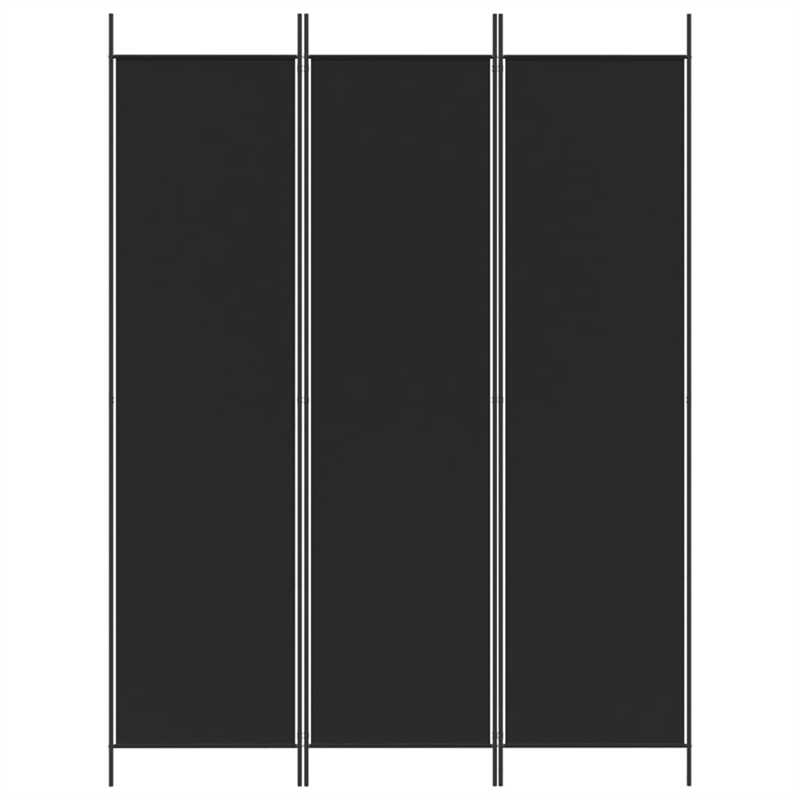 Bowery Hill Contemporary 3-Panel Room Divider in Black Fabric