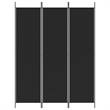 Bowery Hill Contemporary 3-Panel Room Divider in Black Fabric