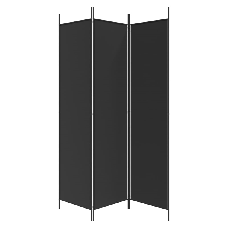Bowery Hill Contemporary 3-Panel Room Divider in Black Fabric