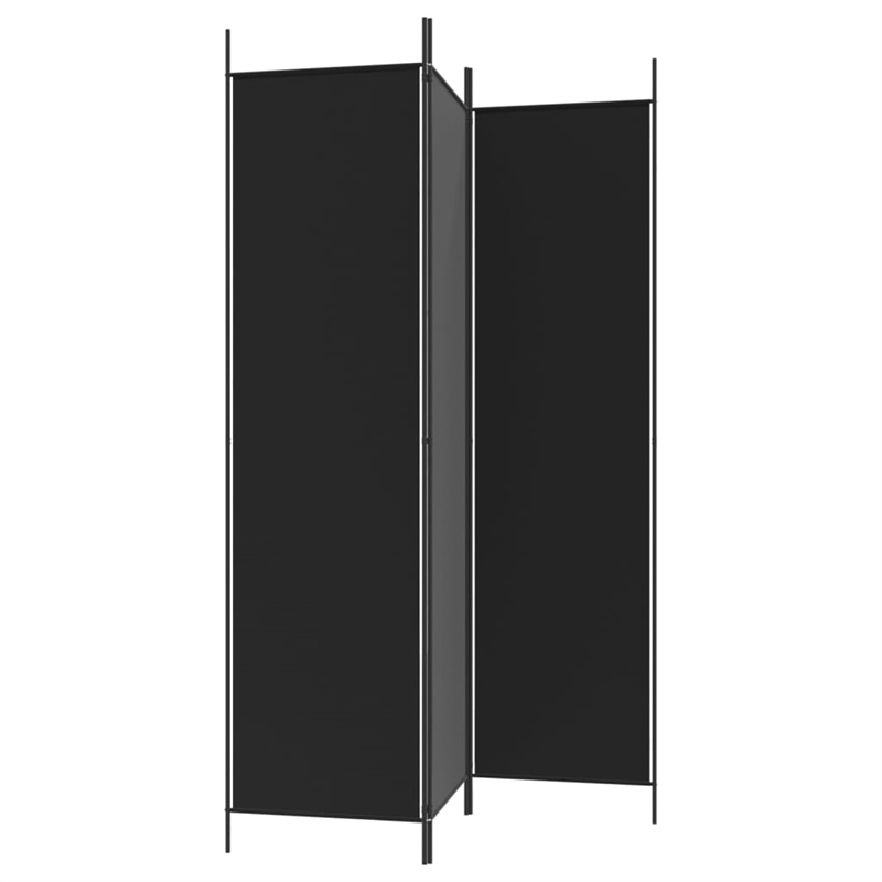 Bowery Hill Contemporary 3-Panel Room Divider in Black Fabric