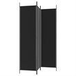 Bowery Hill Contemporary 3-Panel Room Divider in Black Fabric