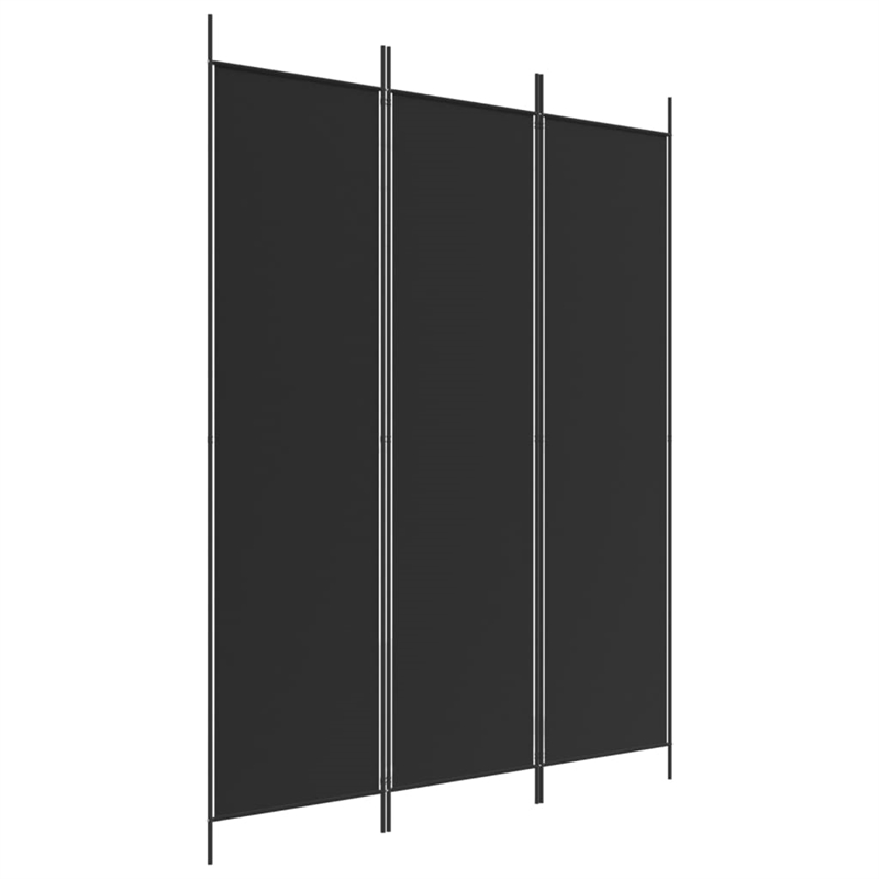 Bowery Hill Contemporary 3-Panel Room Divider in Black Fabric