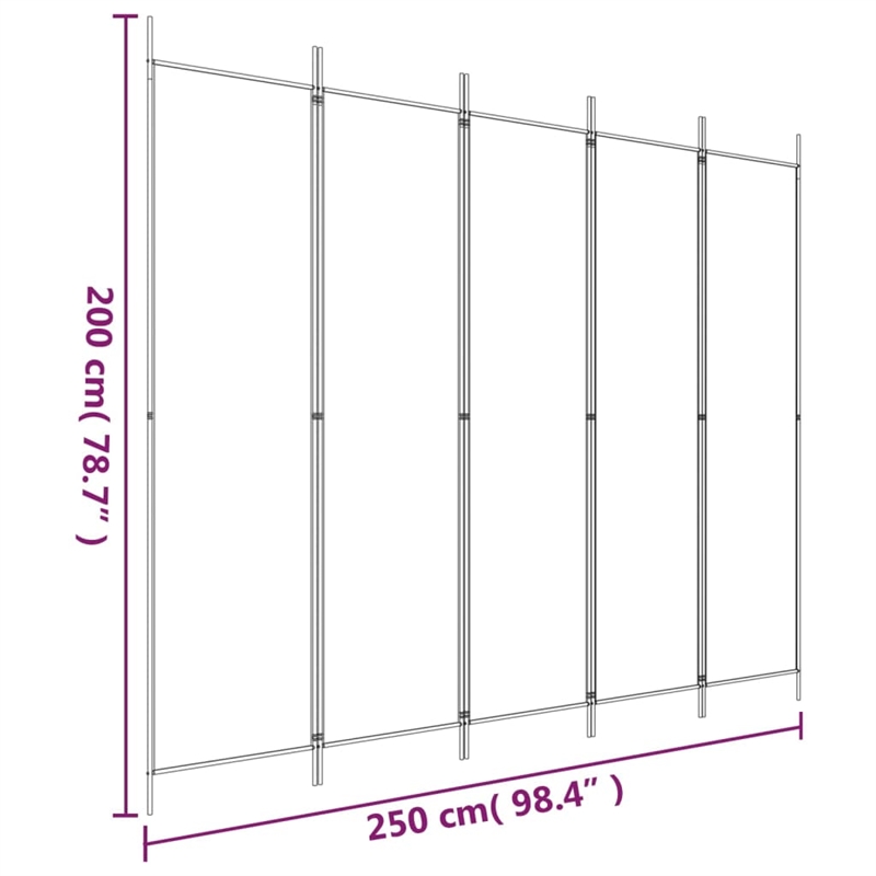 Bowery Hill Contemporary 5-Panel Room Divider in Anthracite Fabric