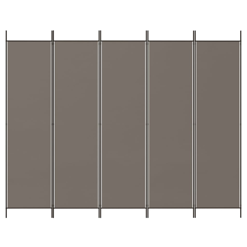 Bowery Hill Contemporary 5-Panel Room Divider in Anthracite Fabric