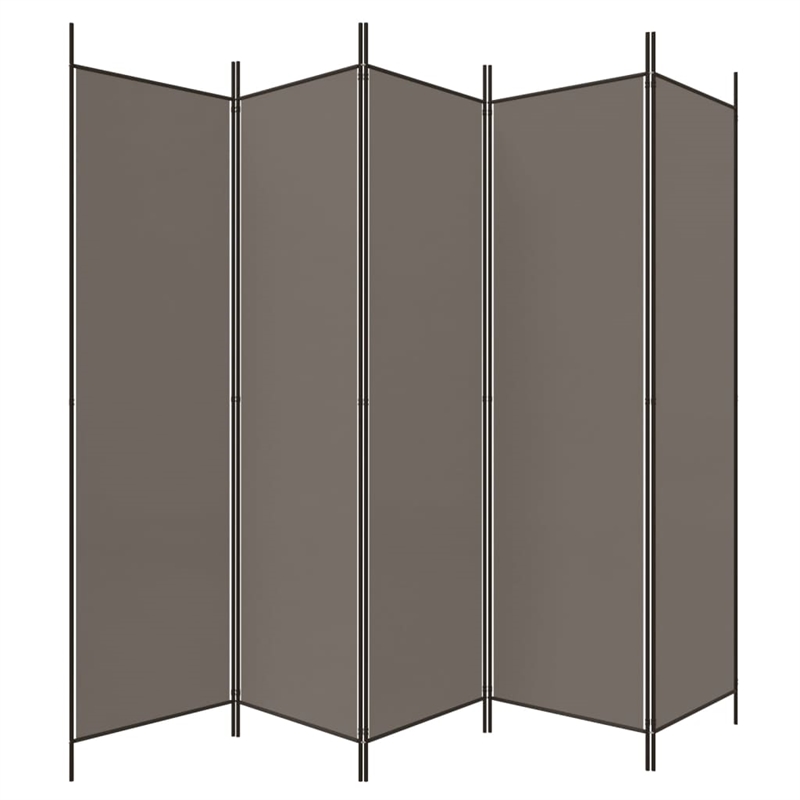 Bowery Hill Contemporary 5-Panel Room Divider in Anthracite Fabric