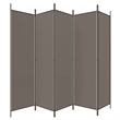 Bowery Hill Contemporary 5-Panel Room Divider in Anthracite Fabric