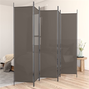 Bowery Hill Contemporary 5-Panel Room Divider in Anthracite Fabric