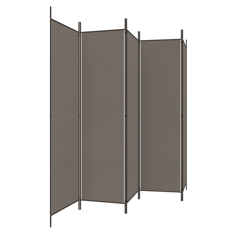 Bowery Hill Contemporary 5-Panel Room Divider in Anthracite Fabric