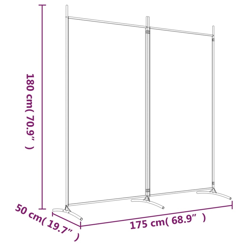 Bowery Hill Contemporary 2-Panel Room Divider in Anthracite Fabric