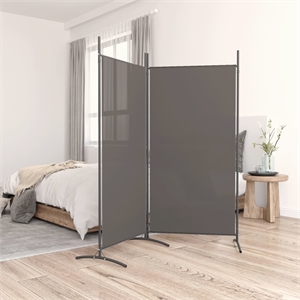 Bowery Hill Contemporary 2-Panel Room Divider in Anthracite Fabric