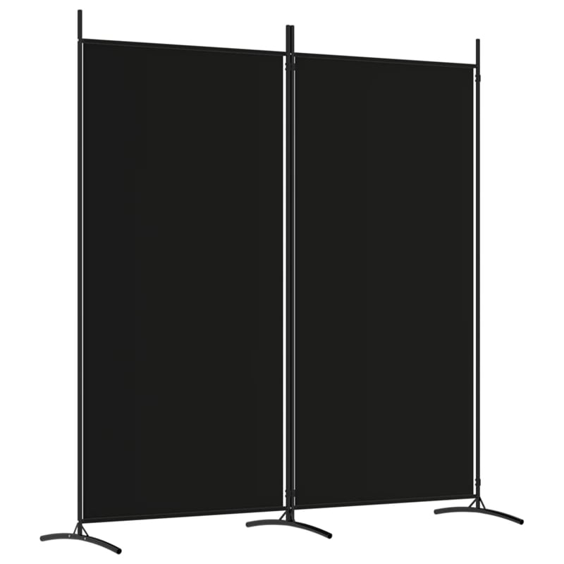 Bowery Hill Contemporary 2-Panel Room Divider in Black Fabric