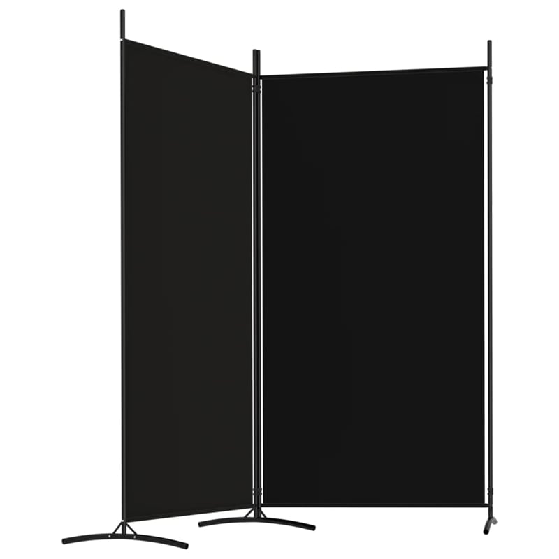 Bowery Hill Contemporary 2-Panel Room Divider in Black Fabric
