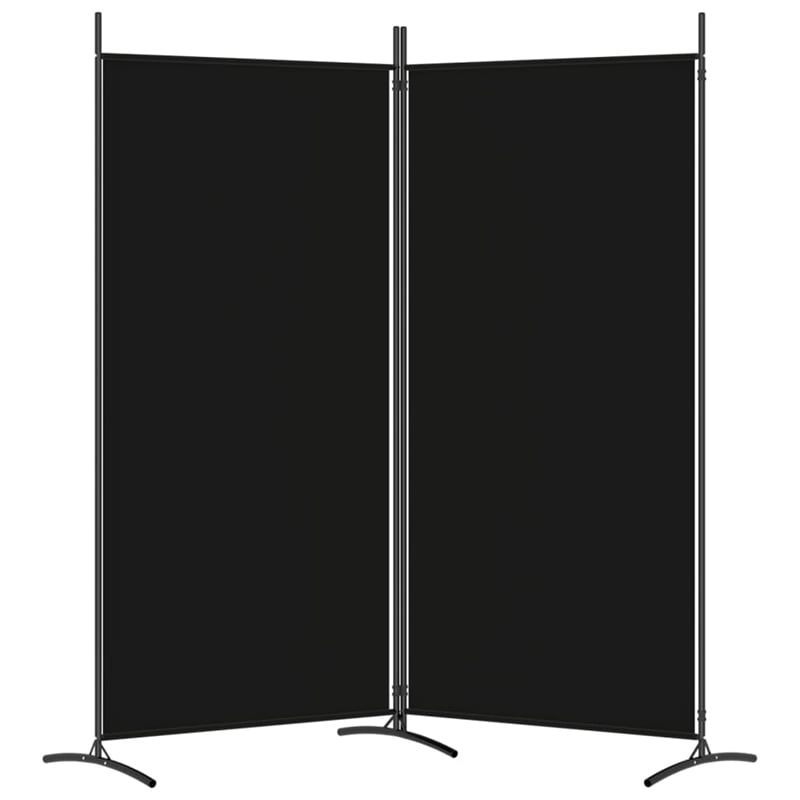 Bowery Hill Contemporary 2-Panel Room Divider in Black Fabric