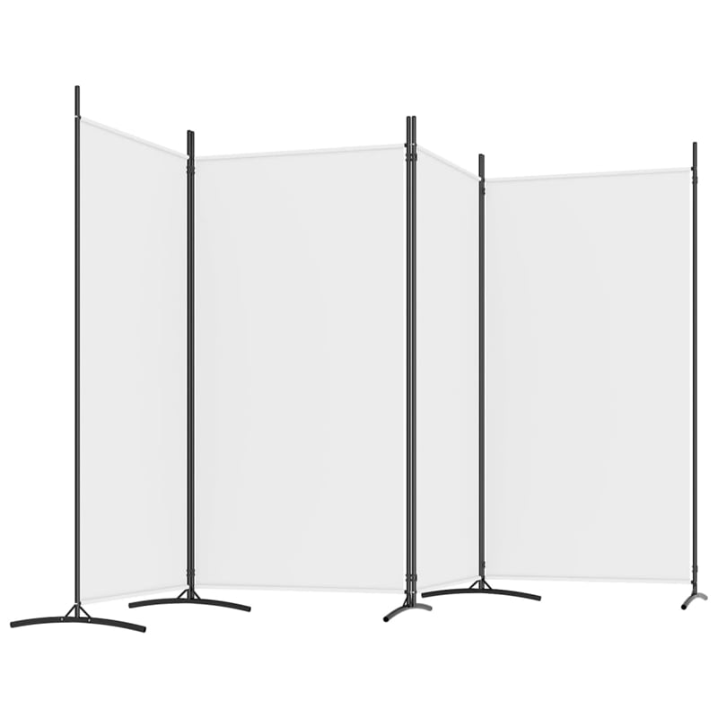 Bowery Hill Contemporary 4-Panel Room Divider in White Fabric
